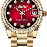 Rolex Datejust 31 Yellow Gold Red Ombré Diamond Set Dial Diamond Set Bezel President Bracelet - 278288RBR - 2025