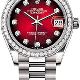 Rolex Datejust 31 White Gold Red Ombré Diamond Set Dial Diamond Set Bezel President Bracelet - 278289RBR - 2025