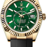Rolex Sky-Dweller Yellow Gold 42mm Bright Green Dial Fluted Bezel Oysterflex Bracelet - 336238 - 2025