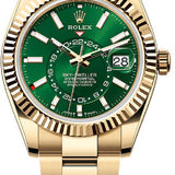 Rolex Sky-Dweller Yellow Gold 42mm Bright Green Dial Fluted Bezel Oyster Bracelet - 336938 - 2025