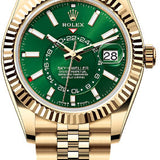 Rolex Sky-Dweller Yellow Gold 42mm Bright Green Dial Fluted Bezel Jubilee Bracelet - 336938 - 2025
