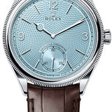 Rolex 1908 39mm Ice-Blue Dial Divided Bezel Leather Strap - 52506 | 2024 Model