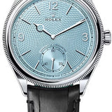 Rolex 1908 39mm Ice-Blue Dial Divided Bezel Matt Black Alligator Leather Strap - 52506 | 2024 Model