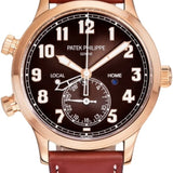 Patek Philippe Complications Calatrava Pilot Travel Time Rose Gold Brown Dial | 5524R-001
