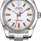 Rolex Milgauss 40 mm Stainless Steel White Dial Smooth Bezel Oyster Bracelet - 116400